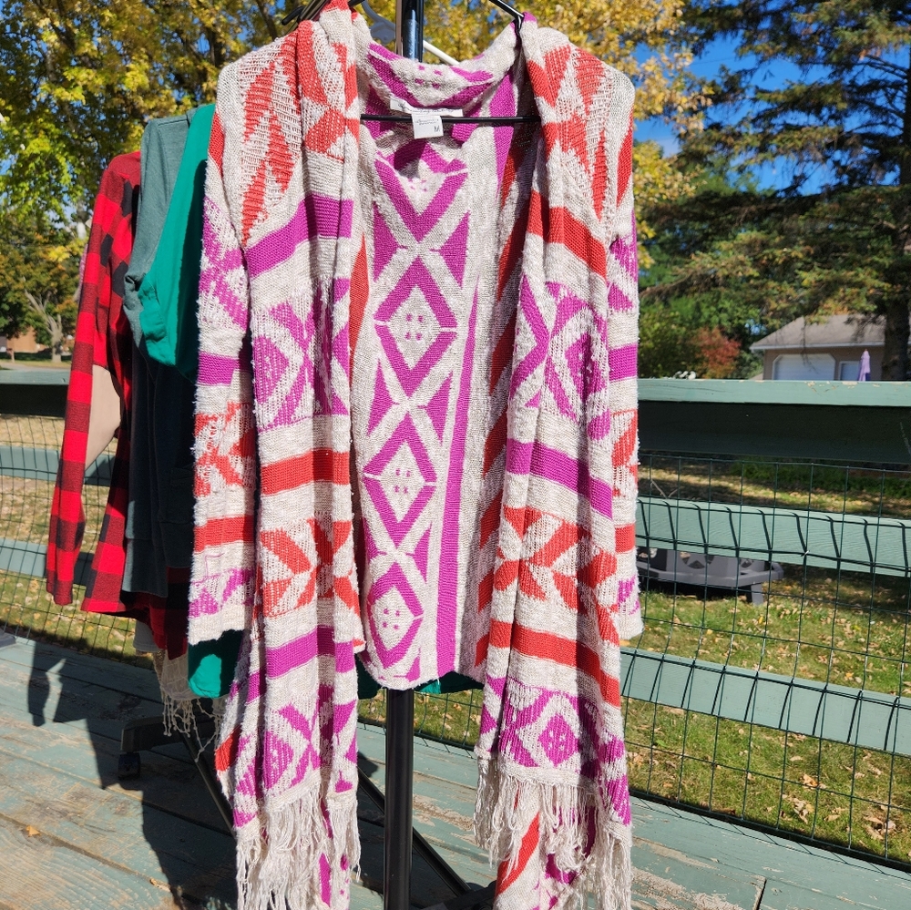 American Rag, colorful Aztec cardigan